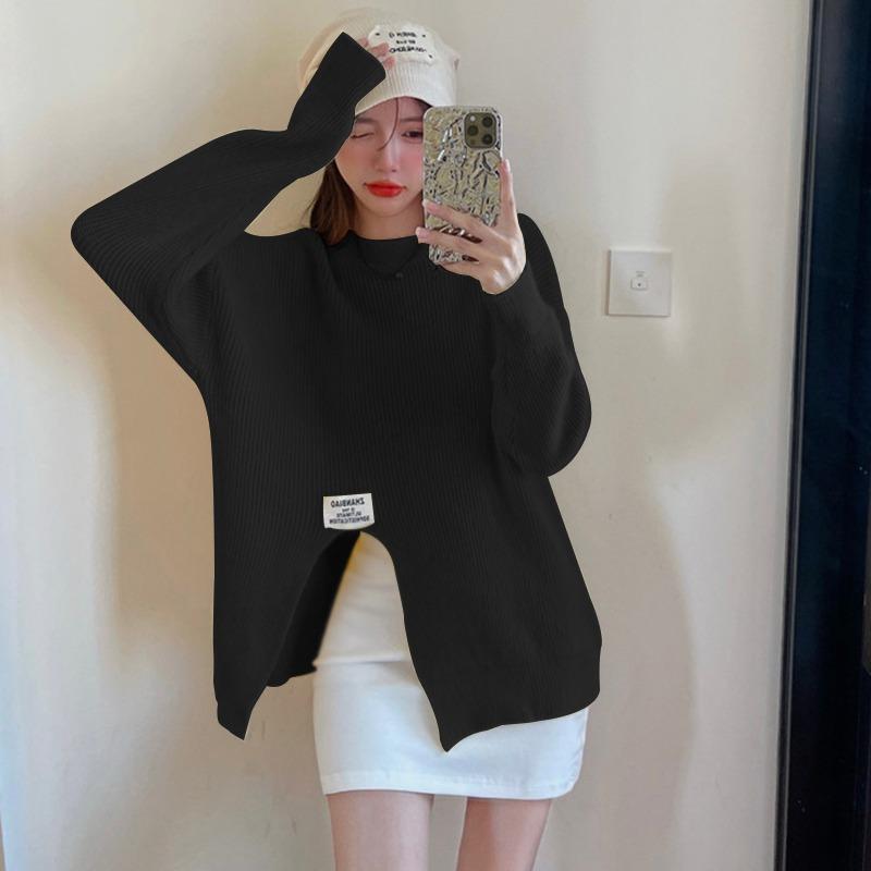 Women s Sweater Split Loose Casual Sweet Knitted Solid Color One Size 1298₽