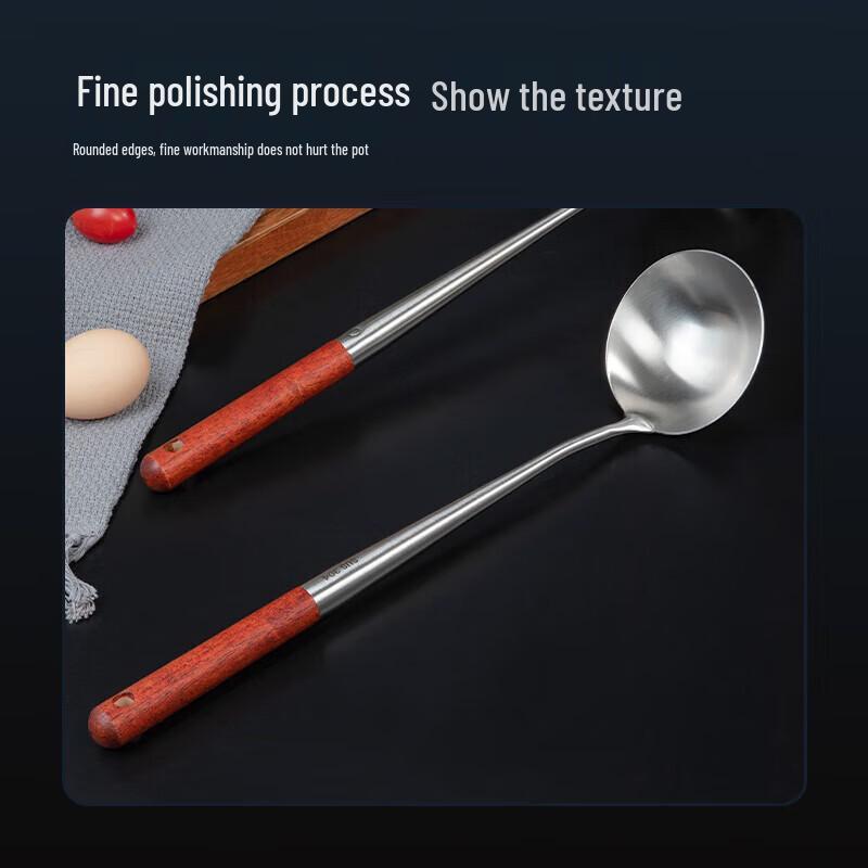 Stainless Steel Stir-fry Ladle with Wooden Handle