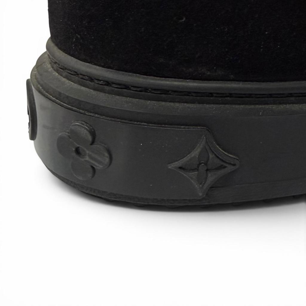 Great LOUIS VUITTON Boots Snowdrop Line LV Logo Shearling Black Mouton Women 35 Used