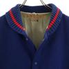 LASLEY KNITTING 60s Wool Vintage Sleeve Leather Stajan 44 Navy System Men's Used