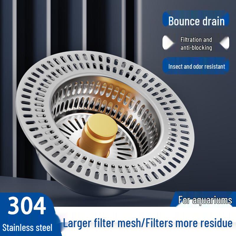

Stainless Steel Kitchen Sink Strainer with Pop-up Drain Stopper