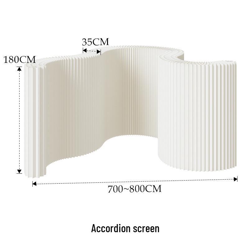 18-Panel Curved Folding Screen Divider – Japanese Style Retractable Wall for Live Broadcasts