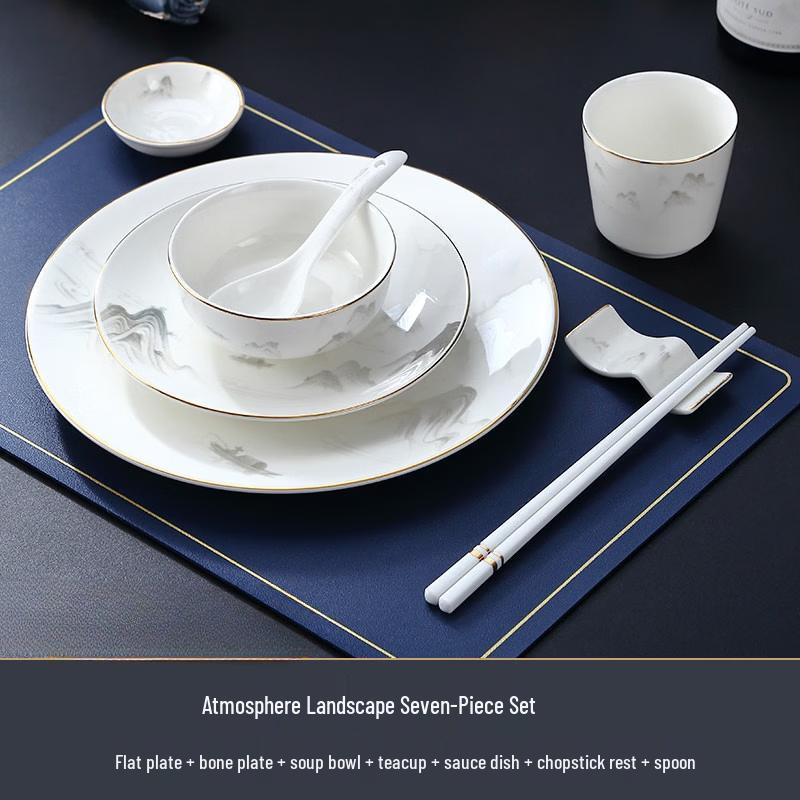 Luxury Chinese Bone China Gold-Rimmed Dinnerware Set