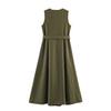 Summer European and American Women's Clothing Waist V-neck Sleeveless Single-breasted Dress