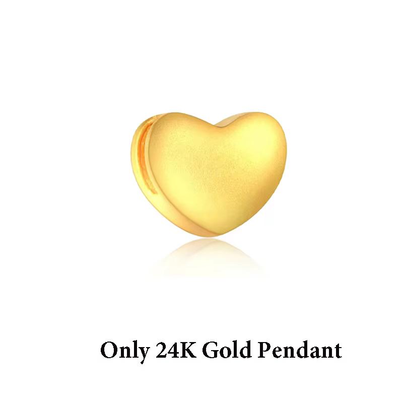 

Подвеска-сердце на цепочке из чистого золота 24K 999 пробы Настоящее золото для женщин Изящные украшения Свадебный подарок