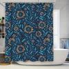Blue Floral Print Shower Curtain Waterproof Bathroom Decoration for Home Decor