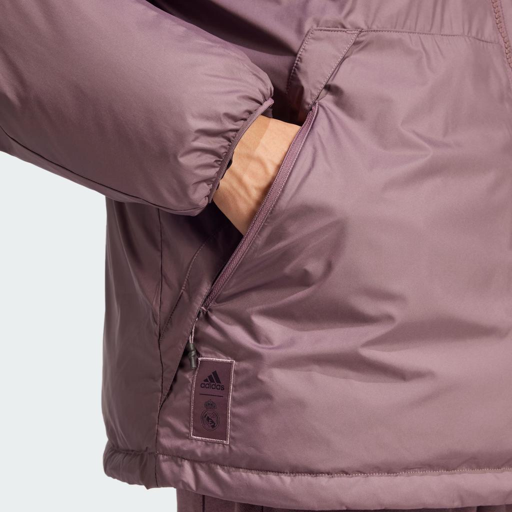 Adidas Real Madrid FW24 Down Jacket Fashion Comfortable Warm Reversible Cotton Coat Men Jacket Dark-Gray Brown IT3770