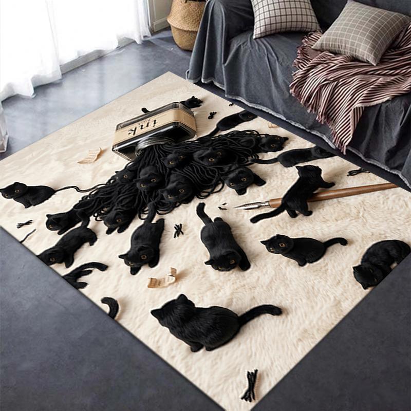 2025 New Plush Cat Carpet Rug for Living Room Bedroom Home Sofa Decoration,Kids Play Non-slip Floor Mat
