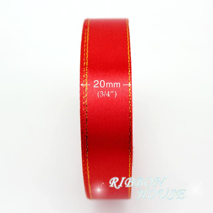 (25 yards/lot) 20mm satin ribbons red gold edge ribbon wholesale high quality gift packaging ribbons