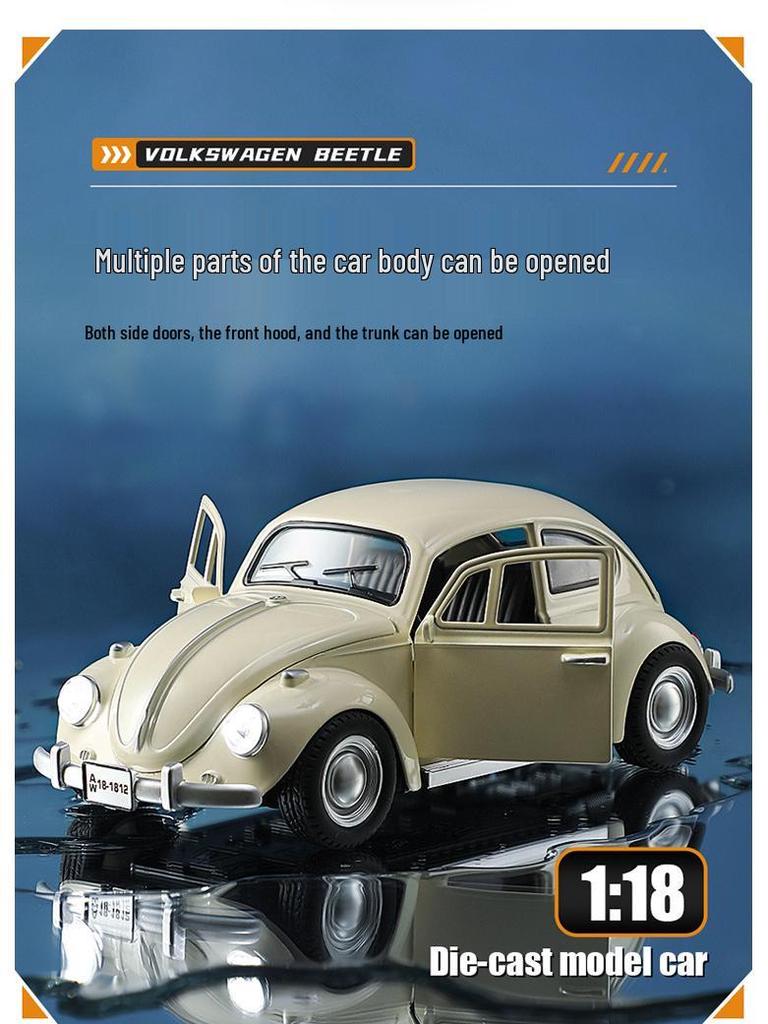 1:18 Volkswagen Beetle Diecast Model - Classic Retro Vintage Collection Toy Car Ornament