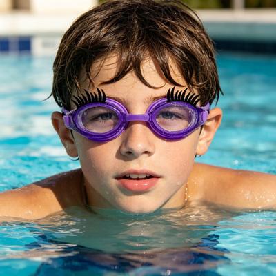 Yousheng Kids Swim Goggles with Eyelashes Waterproof No Leakage Anti-Fog UV Protection Clear Lens Boys Girls Silicone Swimming Goggles with