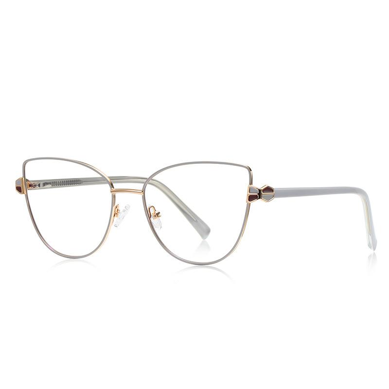 Elegant Beige Cat Eye Reading Glasses Women Luxury Metal Frame Computer Goggles Vision Care Blue Light Blocking Eyewear