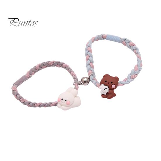 

1 пара резинок для волос с подвеской в виде куклы из мультфильма, плетение, магнит, присоски, резинки для волос Best Friend, высокоэластичные аксессуары для волос A