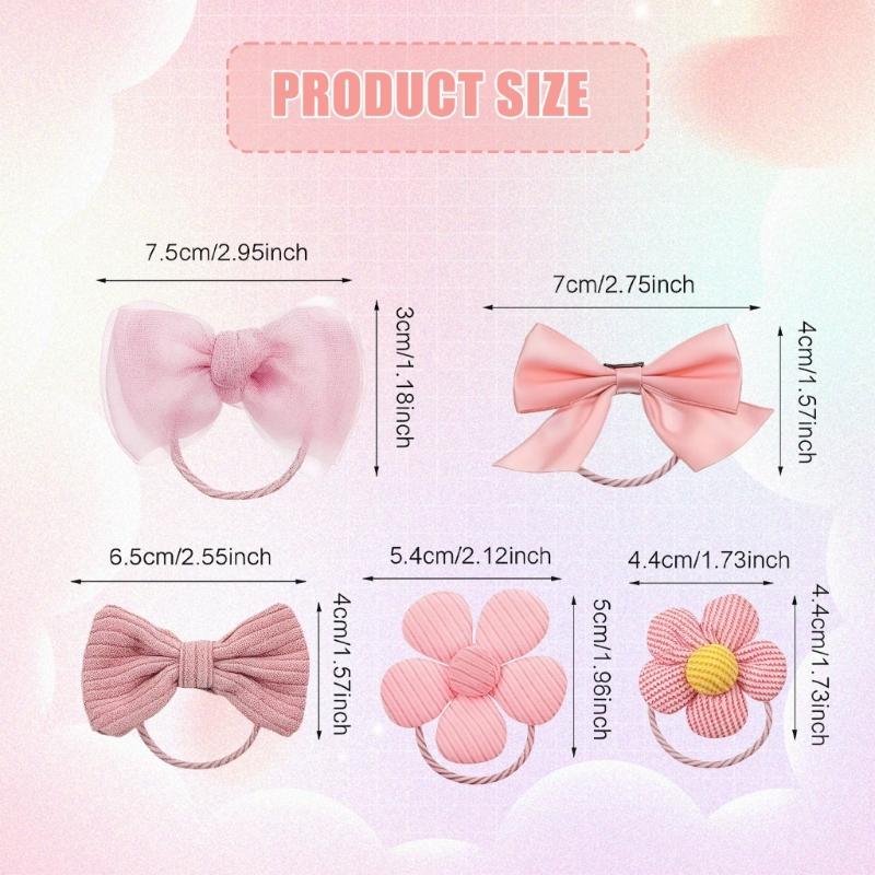 2 Set Schleife Blume Haarseil Haaraccessoires Für Kleine Mädchen Dekorative Stoff Haargummi Für Partys Und Event