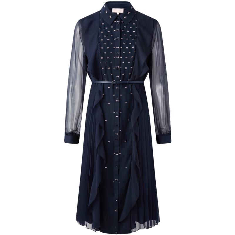 

PORTS Women s Polka Dot Waist-Cinching Long Dress S