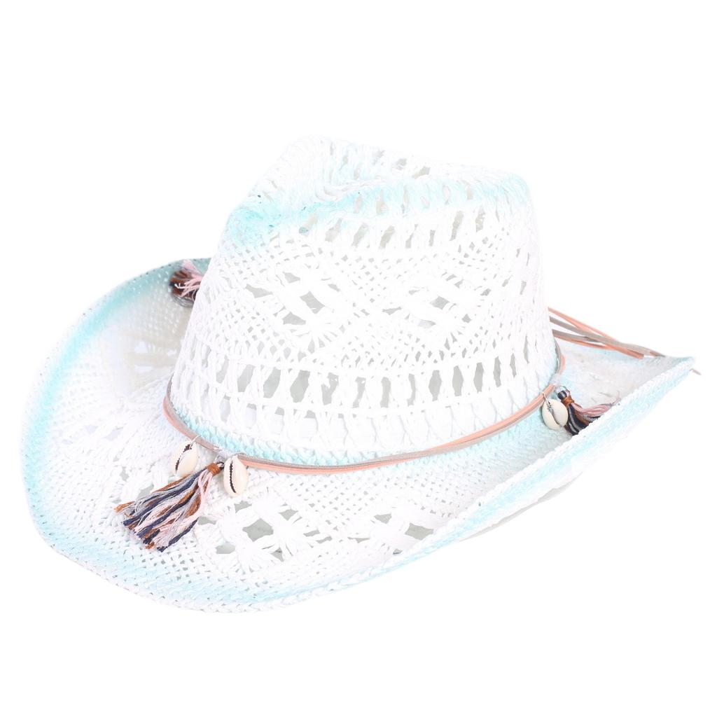 Popular sombrero de vaquero occidental hueco clásico europeo y americano, moda para hombre y mujer, sombrero de paja transpirable para vacaciones, protección solar