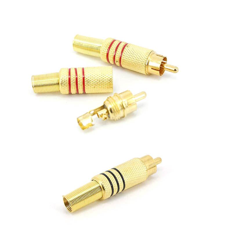 Gold Plated Spring RCA Phono Male Plug Solder Audio Plug Video Cable Adapter Connector Great for Audio Speakers