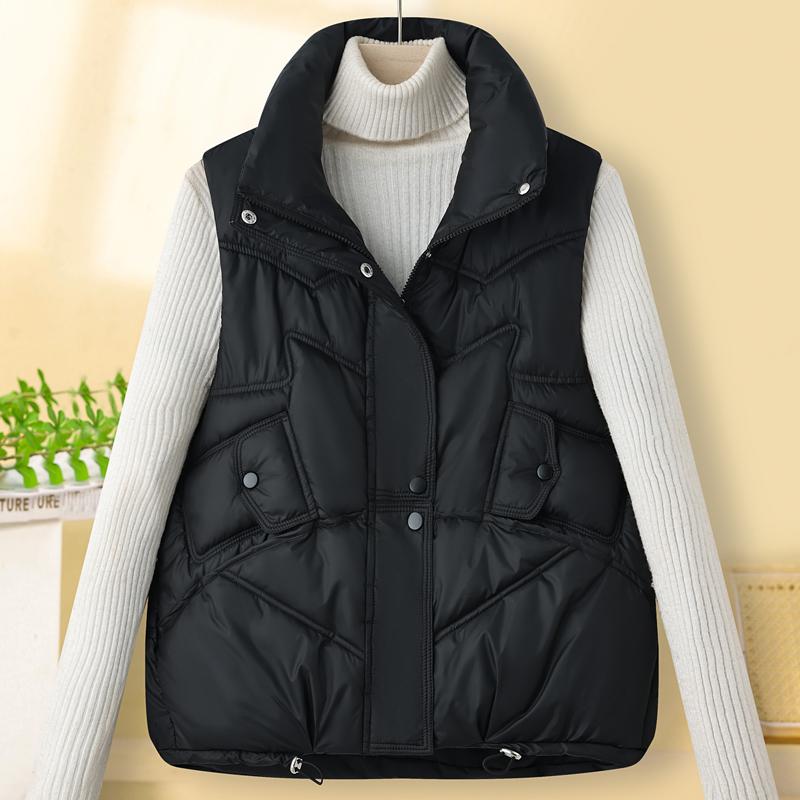 Mote Vinter Varm Vest Dame Ermeløs Parka Ståkrage Casual Tykk Damejakker