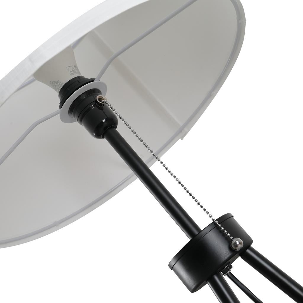 Floor Lamp, Polyester and Cotton Shade, E27 Socket, White, Bulb Not Included
