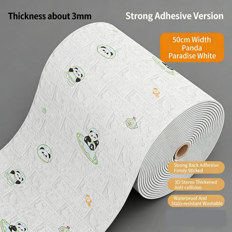 3D Self Adhesive Cartoon Foam Wall Panels Wallpaper for Kids Room Soft DIY Brick Wall Sticker Waterproof & Moisture Proof Home Decor