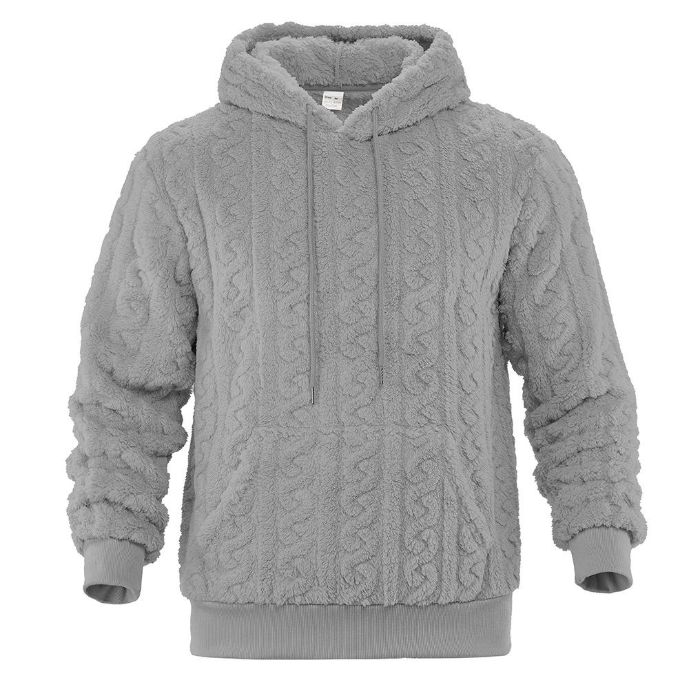 Men's Fuzzy Sherpa Hoodie Pullover Sweatshirts With Pocket Comfortable Loose Cozy Long Sleeve Winter Hooded Outwear Textured Tops for Men