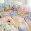 Pink Flowers Duvet Cover Set Ins Fashion Single Queen Size Girls Boys Flat Sheet Pillowcase No Filler Home Decor Bedding Set