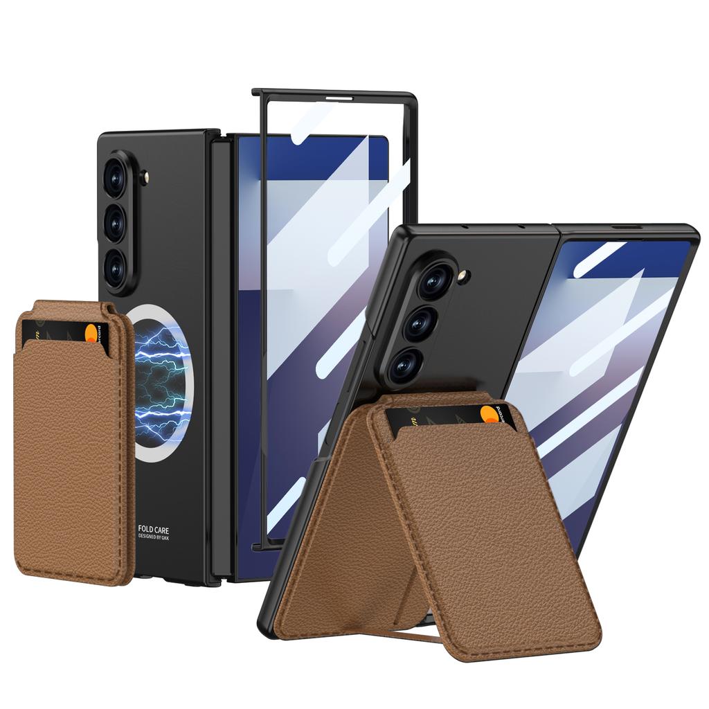 GKK Shockproof Hard PC Case with Card Holder Wallet Stand and Screen Protector Mobile Phone Case for Samsung Galaxy Z Fold 5 6 7