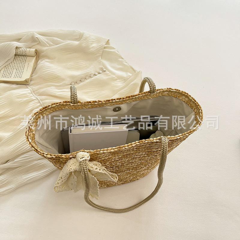 Elegant Ladies Straw Woven Handbag Women Holiday Beach Commute Casual Tote Top-Handle Bags Fashion Retro Shoulder Bags 2025