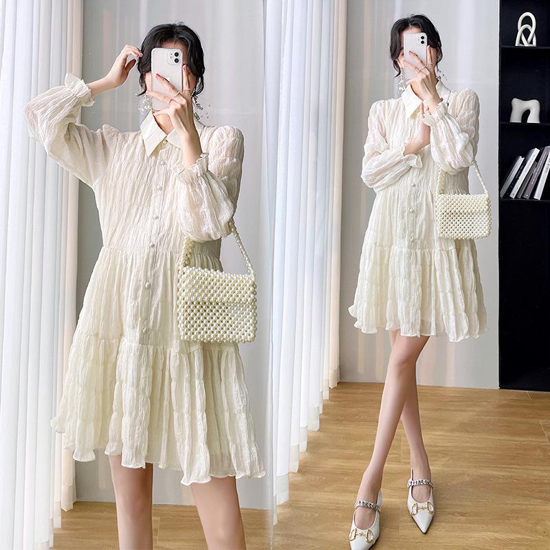 

New Style Maternity Fairy Button-Up Nursing Dress - Long Sleeve, Hot Mom Edition L абрикосовий