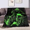 Motocross Rider Neon Green Artwork Patterned Flannel Blanket Perfect for the Bedroom Living Room, Sofa, or a Little Nap