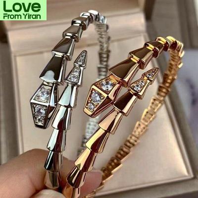 925 Silver Gold -Plated Snake -Shaped Spring Head And Tail Diamond Bracelet For Ladies European And American Brand Jewelry Gifts