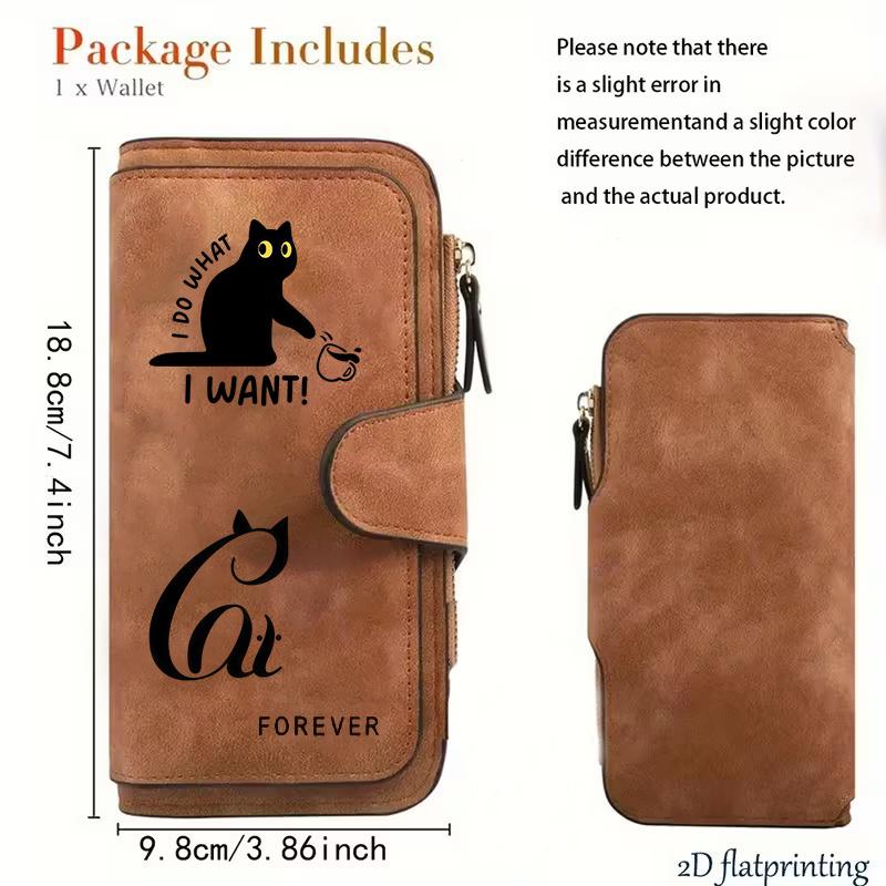Black Striped Cat Women's Long Wallet Multi - functional Snap Coin Purse Cute Cat Design Gift for Cat Lovers Daily Commute Outdoor Travel Family Use
