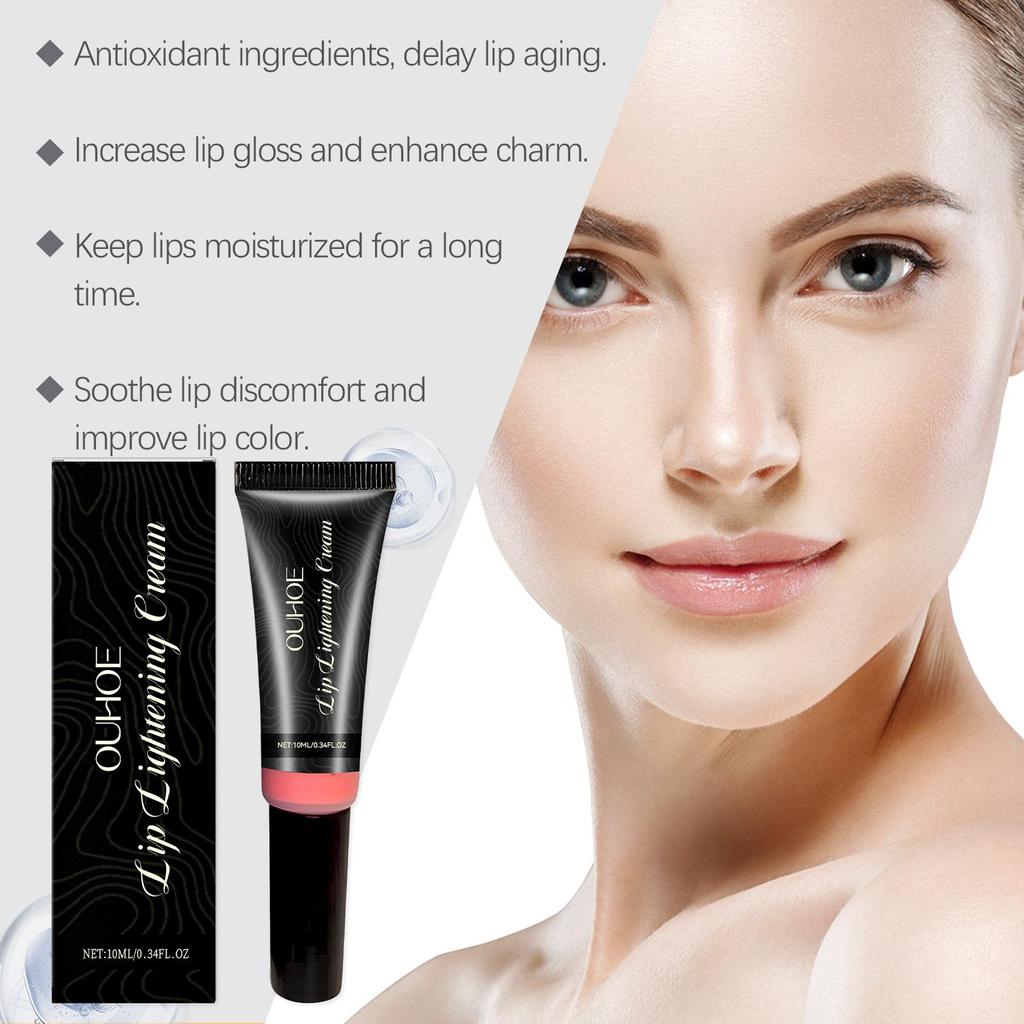 OUHOE Lip Brightening Balm 10ml Natural Ingredients for Long-lasting Hydration, Brightens Lip Color and Provides Antioxidant Protection