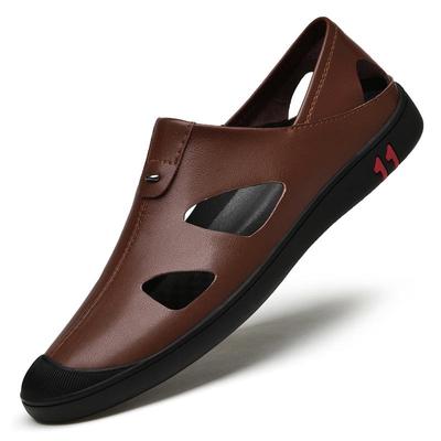 Luxury Brand Genuine Leather Men Sandals Moccasins Men Business Dress Sandals Handmade Leather Shoes Men Sandalias