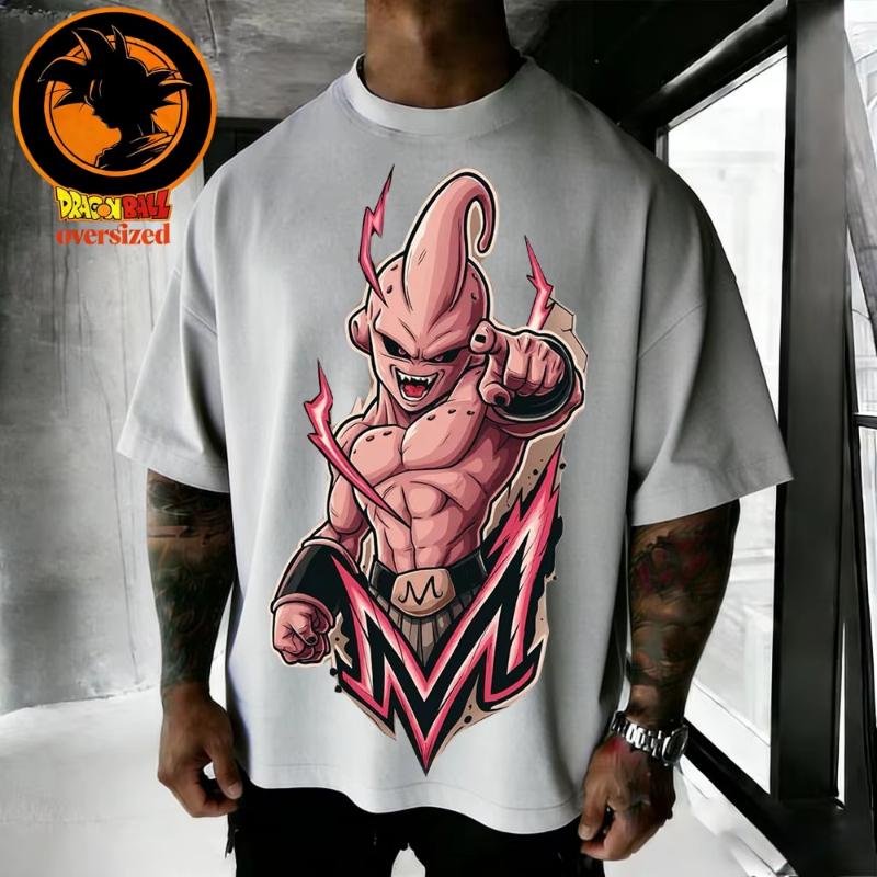 2026 Summer Dragon Ball Retro Pure Cotton Mens Tshirt Evil Magic Man Buo Oversized Casual Shirt Unisex Parentchild Suit