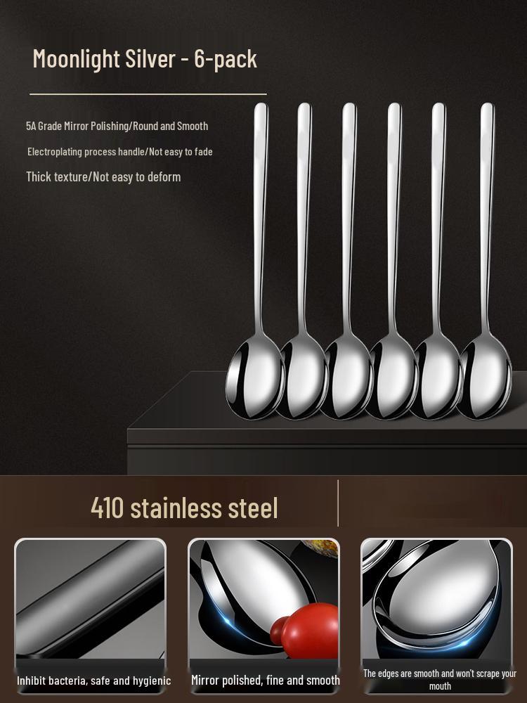 Korean Style Stainless Steel Long Handle Soup & Stirring Spoon