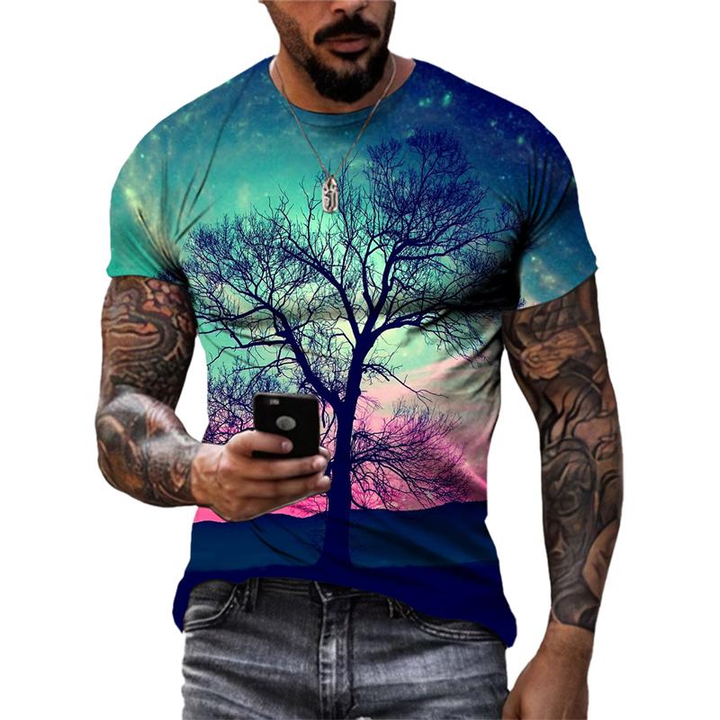 Fashion Landscape original men's T-shirts Summer Casual O Collared Tees Short Sleeve New 3D Printed Trend Street Leisure Tops
