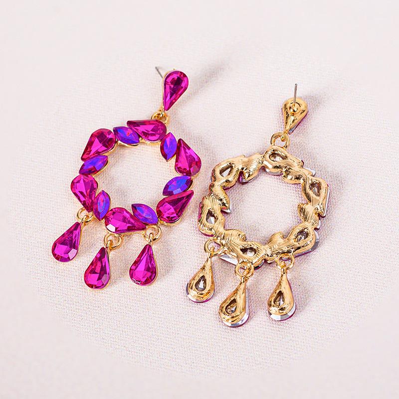 Pinkdudu Sparkling Dual Element Earrings  Alloy Hoop with Dangling Teardrop Crystals Modern Geometric Jewelry  PD897