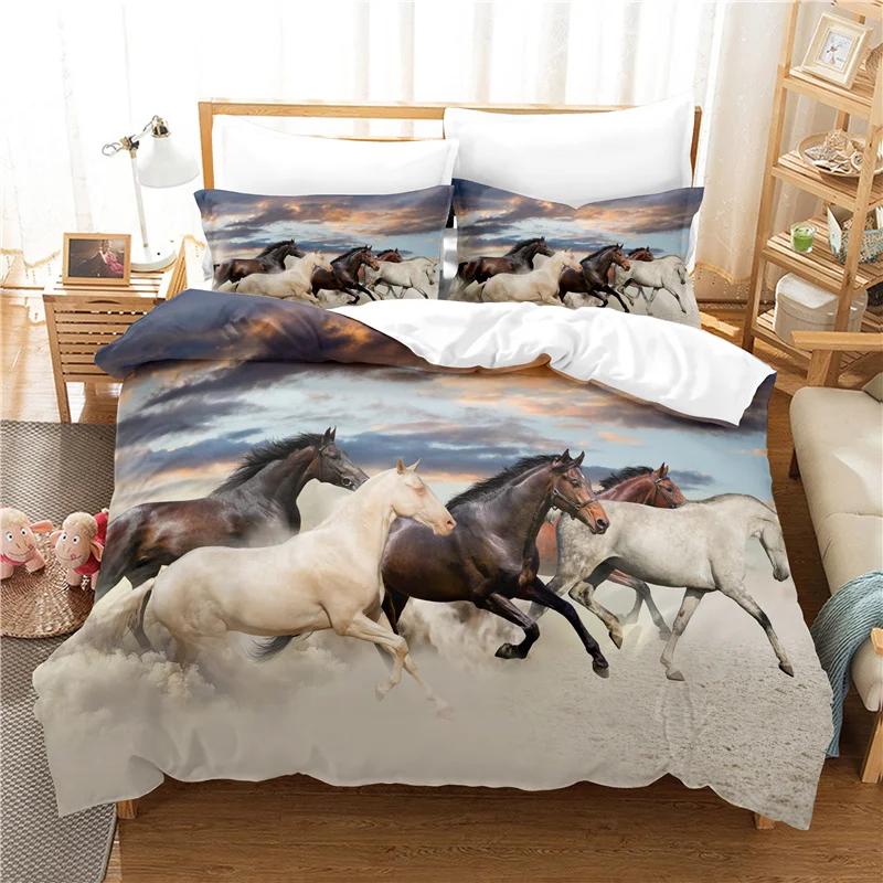Super King Size Housse De Couette 220x240 Bedding Set Adult 3D Animal Horse, Wolf, Pet Dog Luxury Designer Bed Set Queen Full