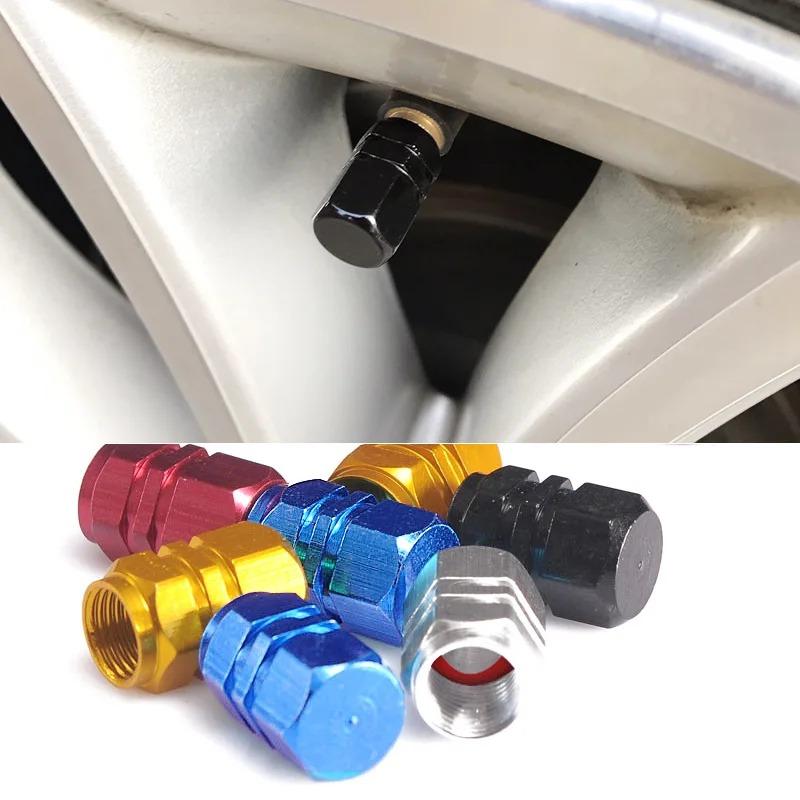 4Pcs/set Car Wheel Tire Valve Caps Aluminum Alloy Car Tire Valve Tyre Caps Stem Air Cap Airtight Cover Auto Motorcycle Supplies