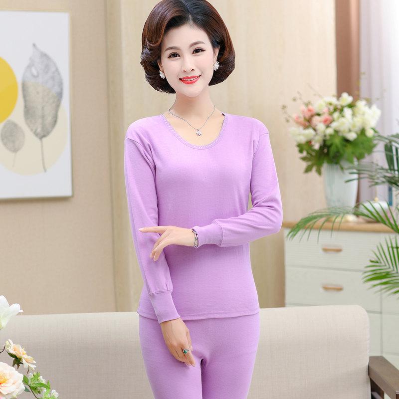 Women's Plus Size Cotton Warm Long Johns Set - Autumn Grandma Style