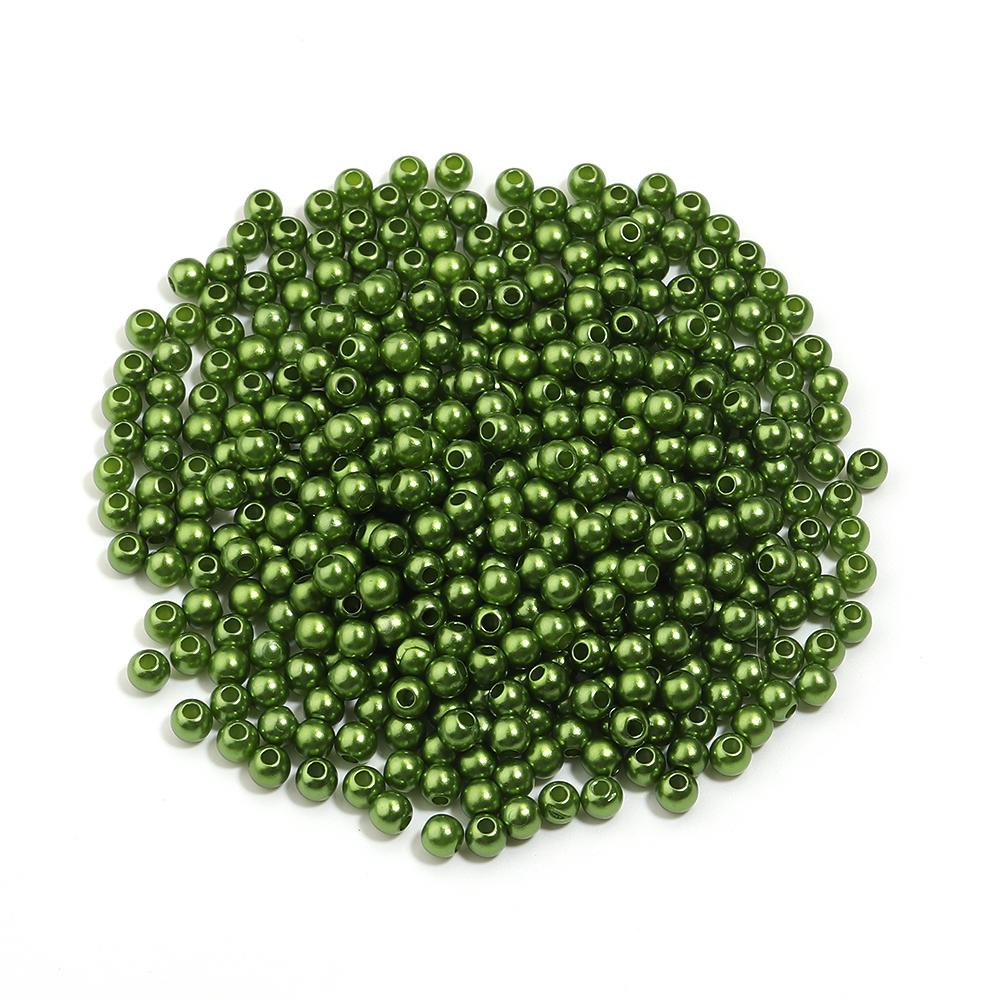 50-1000pcs Round ABS Imitation Pearl Beads Army Green Loose Spacer Beads With Hole For Jewelry Making DIY Bracelets Necklace