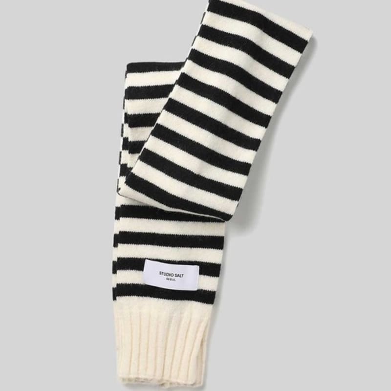 Studio Salt [24 WINTER][SALT Label] NOAH STRIPE KNIT SCHAL_IVORY/SCHWARZ