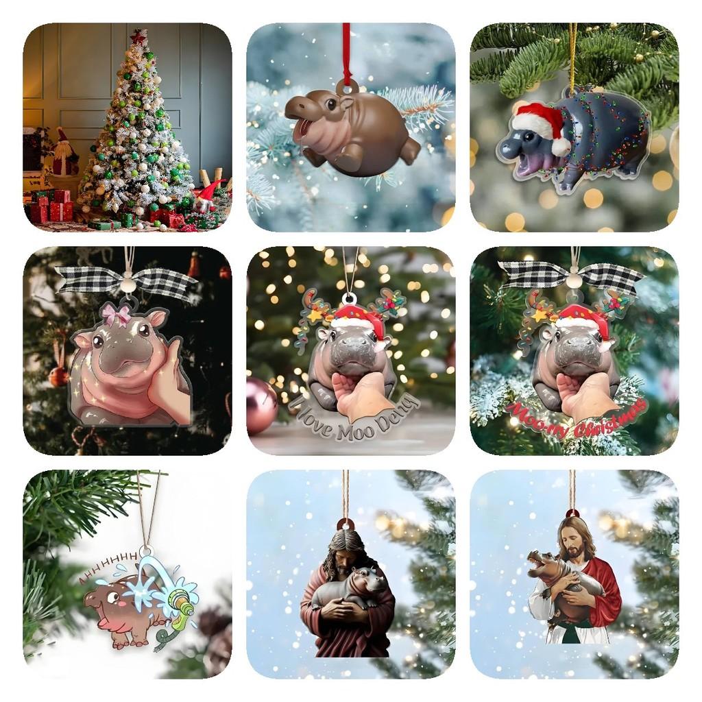 Charmantes Muh Muh Nilpferd Weihnachtsgeschenk Und Niedliche Baumdekoration Für Festliche Stimmung