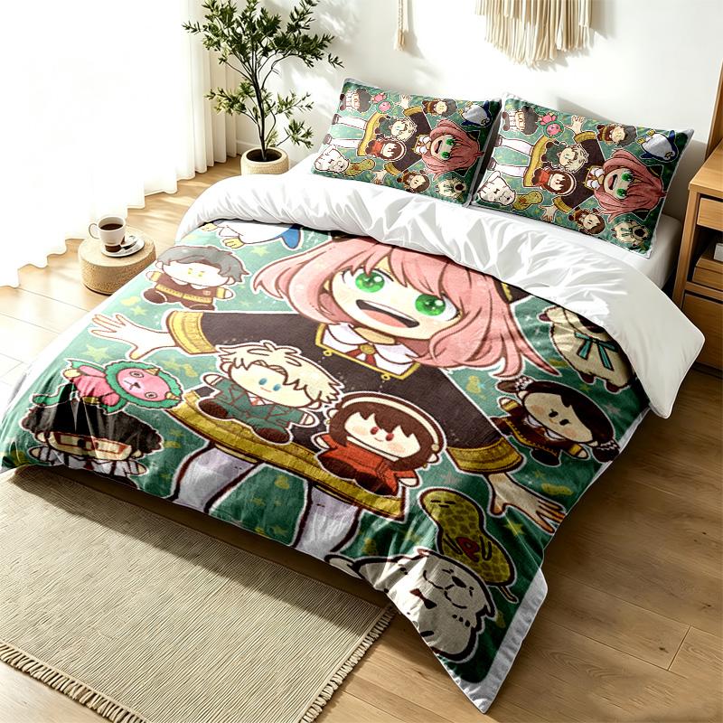 Spy x Family 3pc Duvet Cover Set Simple Modern Bedding Set Wrinkle Resistant Soft Fabric All Season Use a perfect gift
