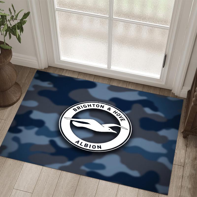 Brighton & Hove Albion Football Design Crystal Velvet Carpet Cozy Non?Slip Printed Rug For Bedroom Living Room Entrance