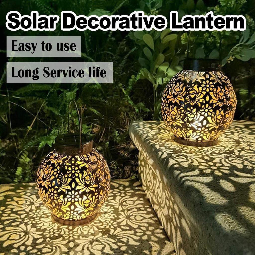 Solar Light Iron Art Hanging Light Plug Led Outdoor Waterproof Lights Street Lamp Pathway Decoration Garden Strip Lighting Patio