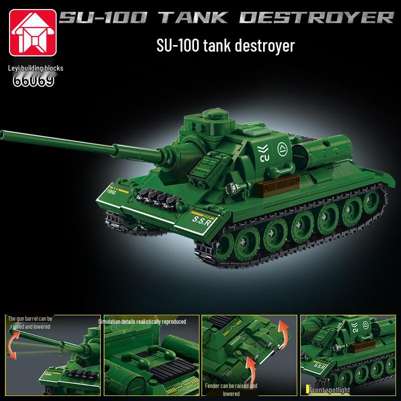 Leyi 66050-72 Leopard 2A7 Main Battle Tank Model - Advanced Military Building Blocks Toy for Boys.