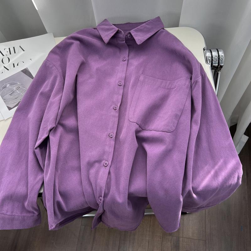 

Нежная хлопковая рубашка в корейском стиле - Новинка весны/осени 2024 года, свободный повседневный топ для многослойной носки One Size