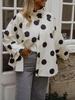 2026 New Women's European & American Style Polka Dot Stand Collar Windbreaker with Drawstring and Long Sleeves